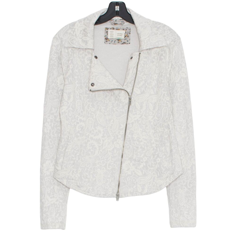 Saturday Sunday Jacket Moto Minimalist Preppy Boho Athleisure Floral Gray Small